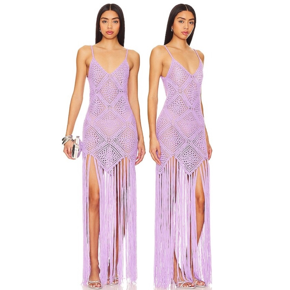 Lavender Fringe Maxi Dress
